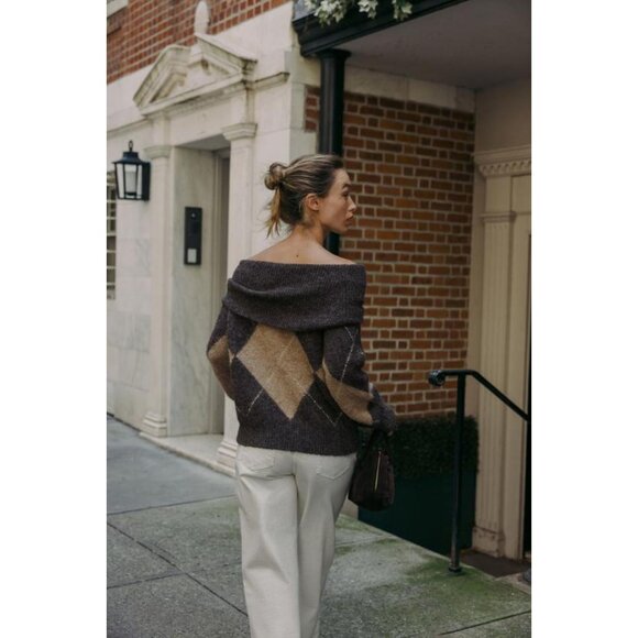 ZARA DIAMOND PATTERN STRAPLESS KNIT JUMPER - Picture 6 of 8